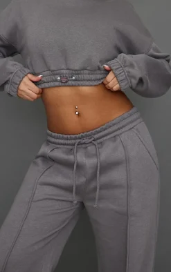 Petite Steel Blue Wide Leg Seam Detailed Sweatpants