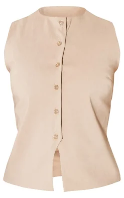 Petite Stone Bengaline Longline Button Vest