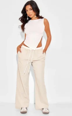 Petite Stone Boxer Detail Drawstring Waist Pant
