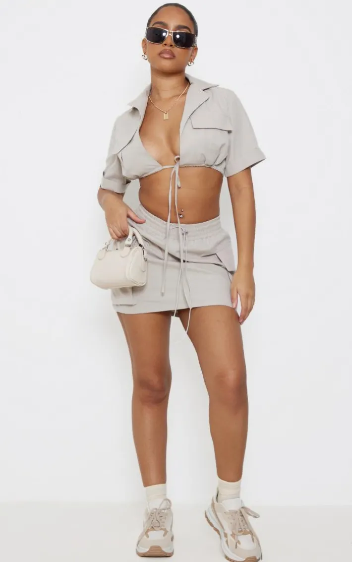 Petite Stone Cargo Mini Skirt