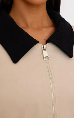 Petite Stone Contrast Collared Boxy Jacket