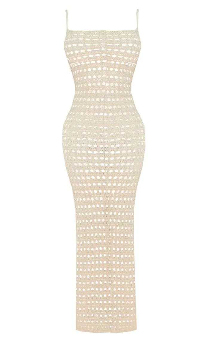 Petite Stone Crochet Maxi Dress