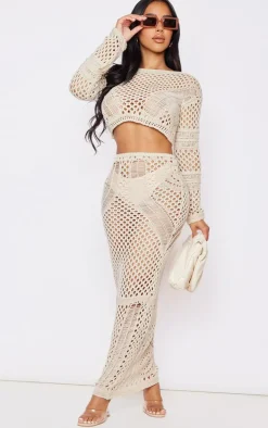 Petite Stone Crochet Midi Skirt