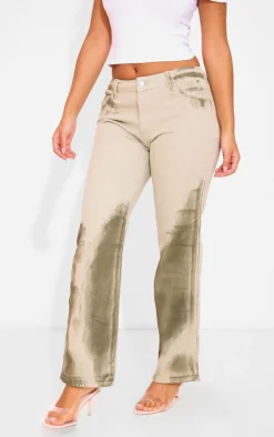 Petite Stone Denim Printed Straight Leg Jeans