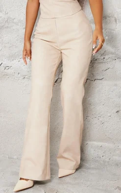 Petite Stone Faux Leather Zip Front Flared Pants