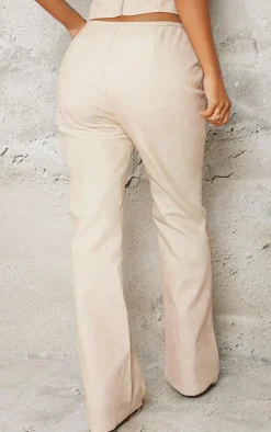 Petite Stone Faux Leather Zip Front Flared Pants