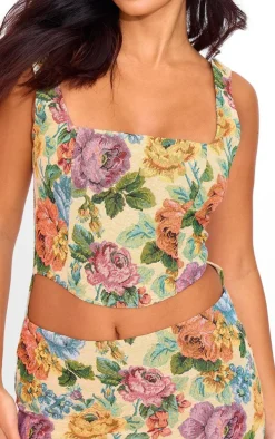 Petite Stone Floral Jacquard Cut Out Mini Dress