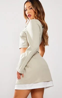 Petite Stone One Shoulder Woven Crop Top