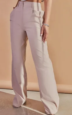 Petite Stone Peach Skin Straight Leg Pants