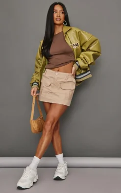 Petite Stone Pocket Front Cargo Micro Mini Skirt