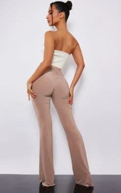 Petite Stone Slinky Ruched Bum Flare Pants