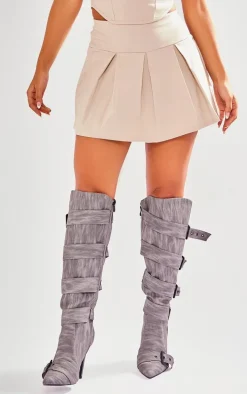 Petite Stone Stretch Woven Skater Skirt