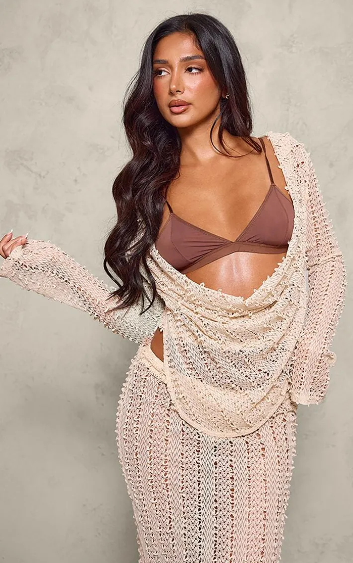 Petite Stone Textured Extreme Cowl Neck Top