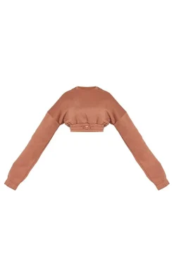 Petite Tan Crop Elasticated Hem Sweat Top