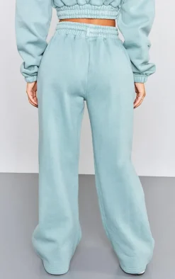 Petite Teal Wide Leg Seam Detailed Sweatpants