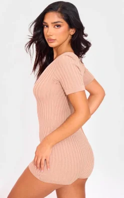 Petite Truffle Short Sleeve Knit Romper