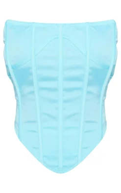 Petite Turquoise Satin Structured Corset Top