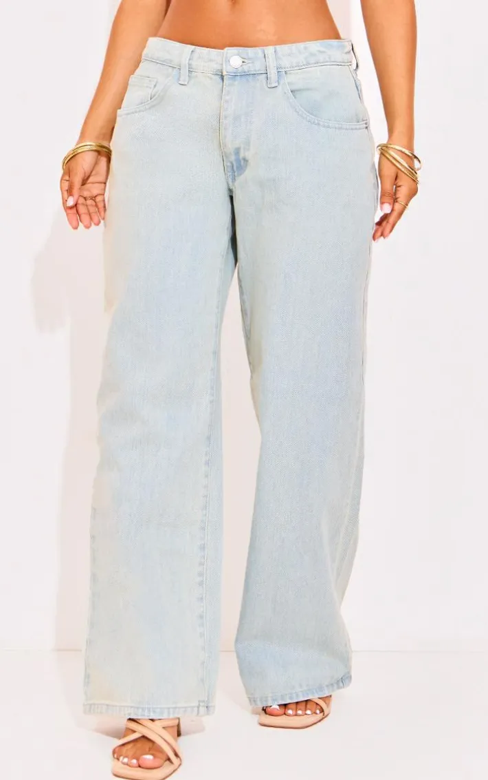 Petite Vintage Bleach Wash Low Rise Boyfriend Jeans