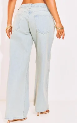 Petite Vintage Bleach Wash Low Rise Boyfriend Jeans