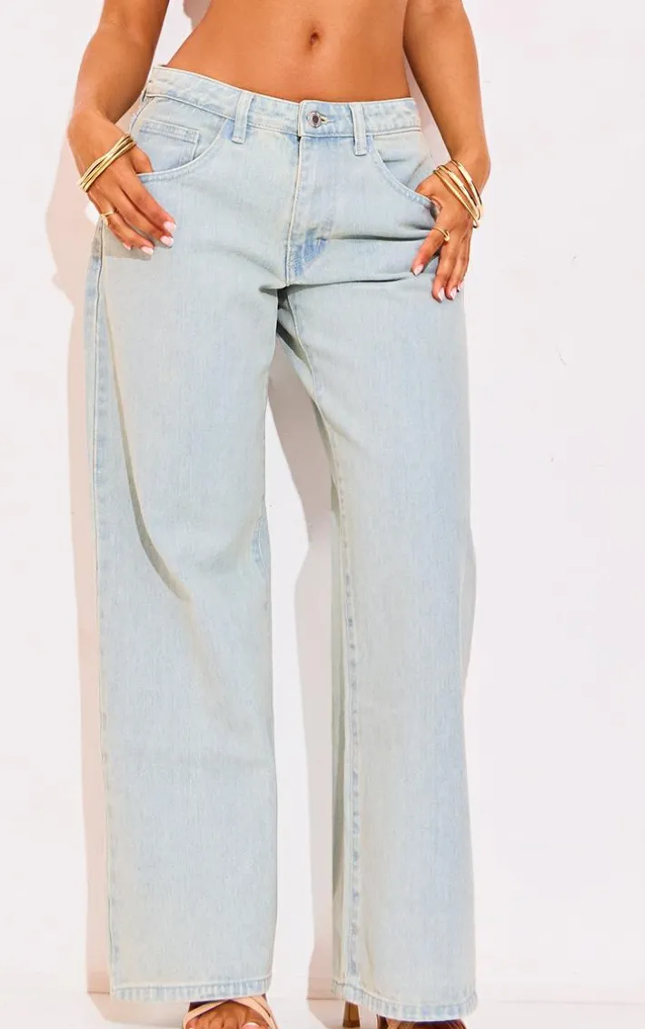 Petite Vintage Bleach Wash Low Rise Boyfriend Jeans