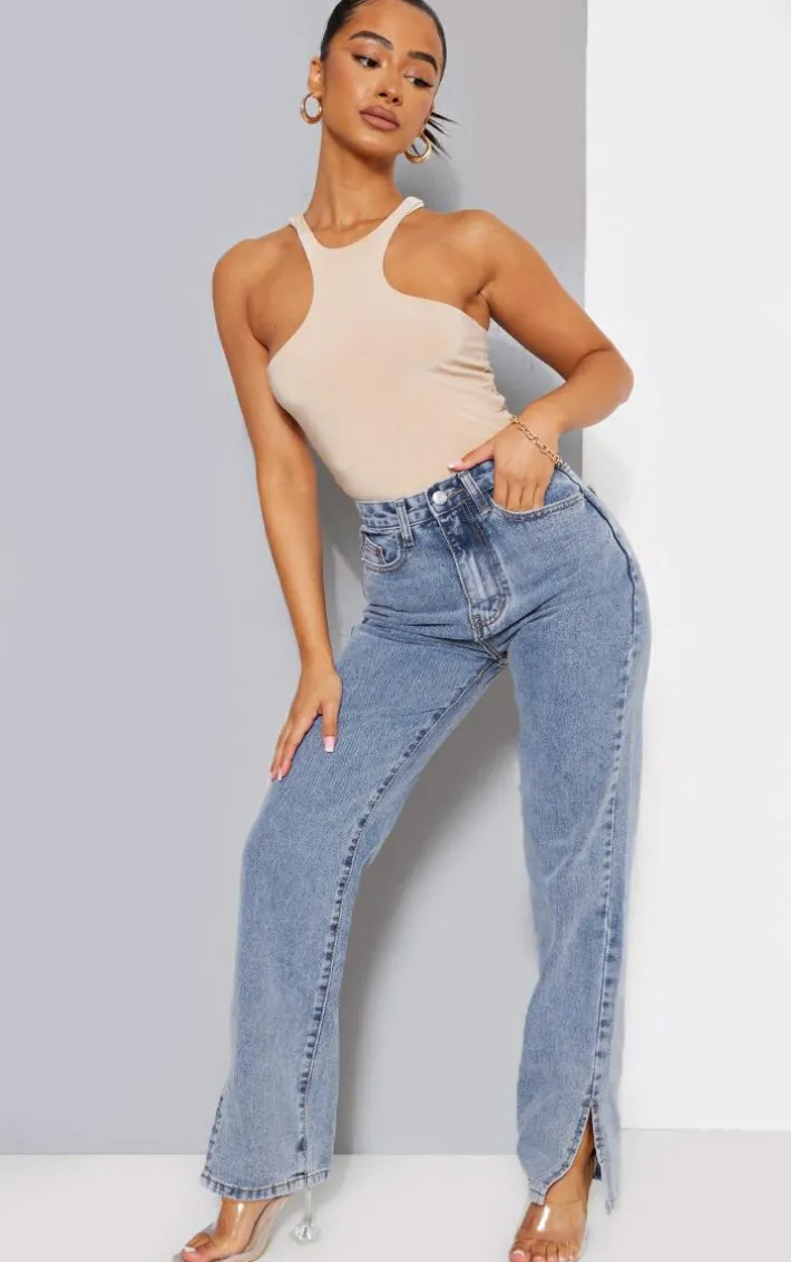 Petite Vintage Wash Split Hem Jeans