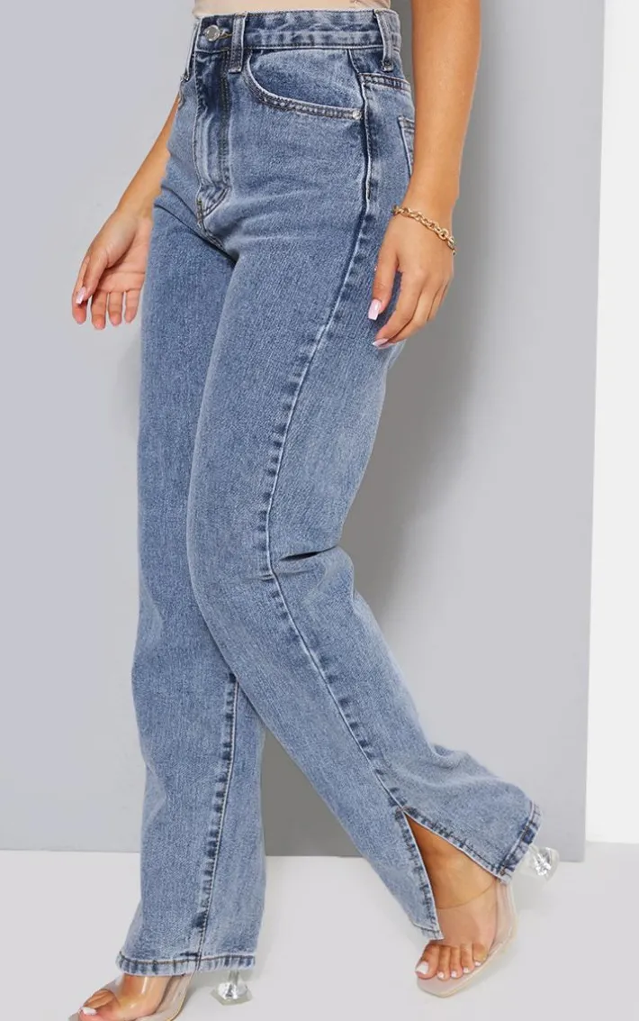 Petite Vintage Wash Split Hem Jeans