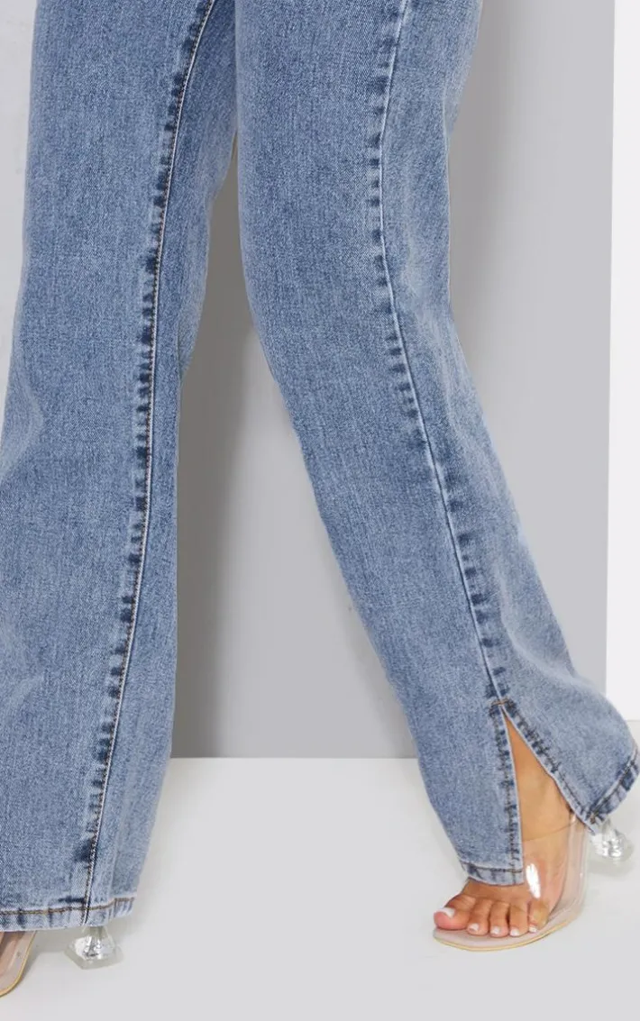 Petite Vintage Wash Split Hem Jeans