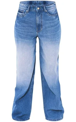 Petite Washed Blue Extreme Wide Leg Low Rise Jeans