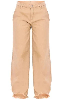 Petite Washed Stone Baggy Raw Hem Low Rise Wide Leg Jean