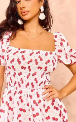 Petite White Backless Cherry Print Romper