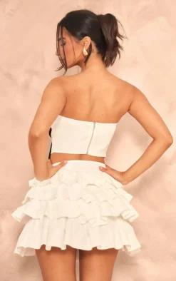 Petite White Bandeau Bow Corset Top