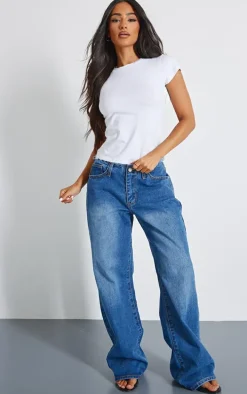 Petite White Basic Cotton Blend Fitted Crew Neck T Shirt