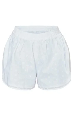 Petite White Broderie Shorts