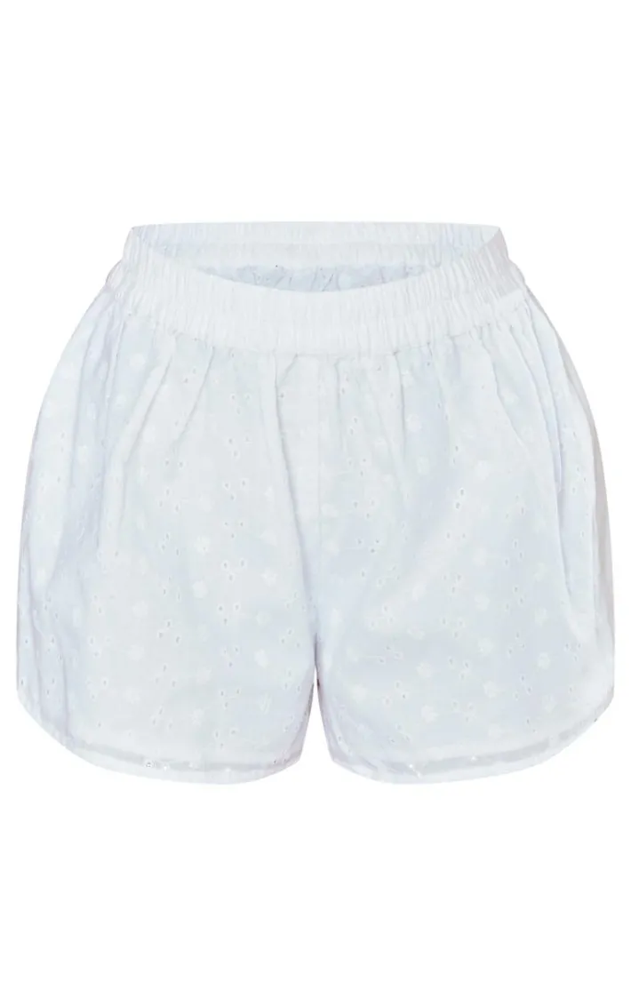 Petite White Broderie Shorts