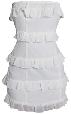 Petite White Frilled Bandeau Mini Dress