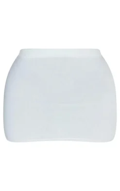 Petite White Knitted Micro Mini Skirt