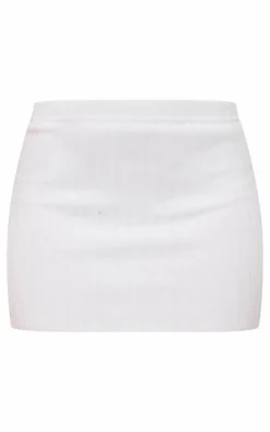Petite White Knitted Mini Skirt