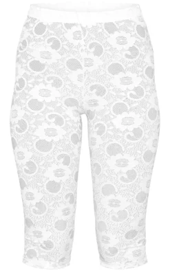 Petite White Lace Capri Pants