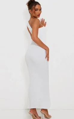 Petite White One Shoulder Open Back Maxi Dress