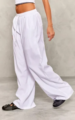 Petite White Peach Skin Cargo Pants