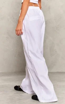 Petite White Peach Skin Cargo Pants