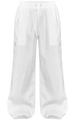 Petite White Peach Skin Cargo Pants