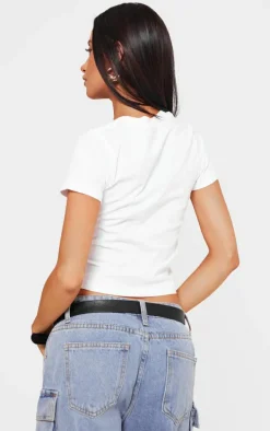 Petite White Pilates Graphic Fitted Top