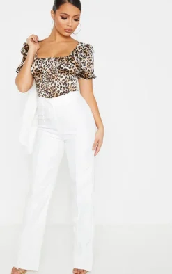 Petite White Pin Tuck Highwaist Pants