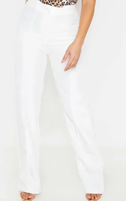 Petite White Pin Tuck Highwaist Pants