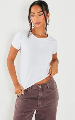 Petite White Premium Cotton Cap Sleeve T-shirt