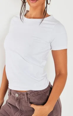 Petite White Premium Cotton Cap Sleeve T-shirt