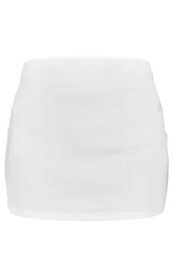 Petite White Ribbed Mini Skirt