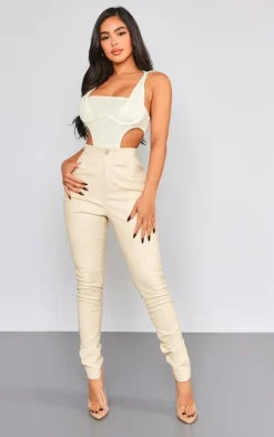 Petite White Sequin Cut Out Bodysuit With Hood
