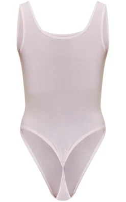 Petite White Slinky Square Neck Thong Bodysuit